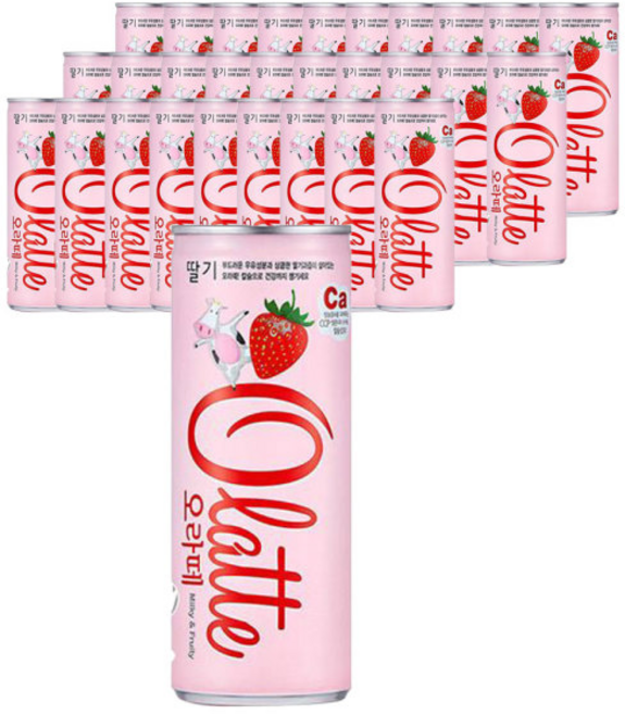 딸기향 음료 캔 무탄산 학교/ 오라떼 딸기 30캔, 30개, 240ml