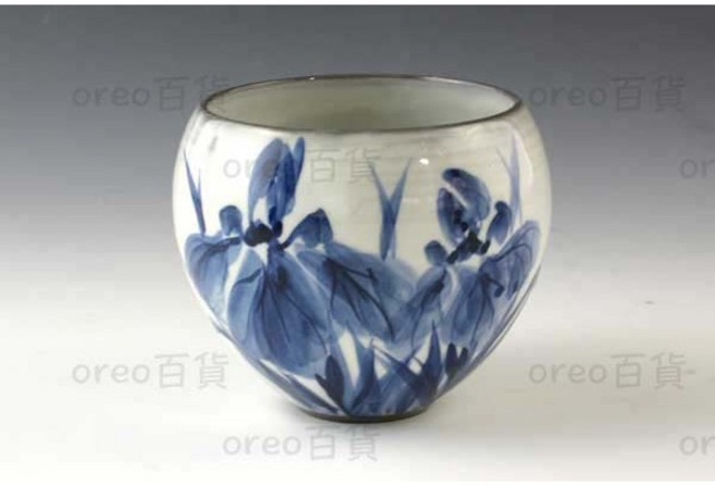 日本製京燒・清水燒 染付花卉系列 湯吞 茶碗 染付水仙, 1個, 染付あやめ, 染付水仙, 染付あやめ