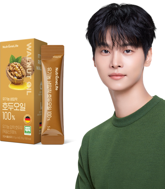 유기농 냉압착 호두오일 100 % 스페인산 프리미엄 오메가3 건강오일, 14회분, 1박스