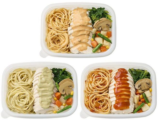 굿스푼 닭한상 단백질 파스타 두부면 양많은 닭가슴살 슬라이스 편의점 대용 투움바 바질크림 뽀모도로 매콤짬뽕 도시락, 닭한상 파스타 3종 3팩, 1.29kg, 1세트