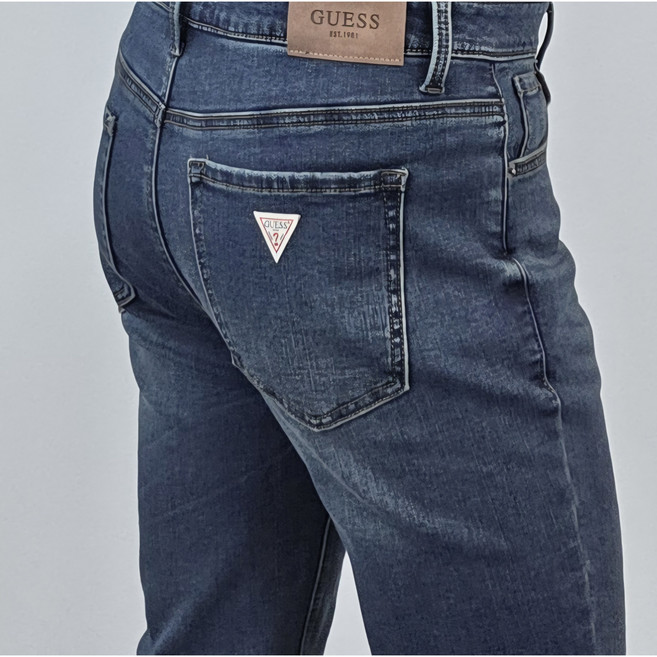 [백화점 정품] 게스 기모 틴 인디고 릴렉스테이퍼 다크블루 데님 청바지 DBL 진청