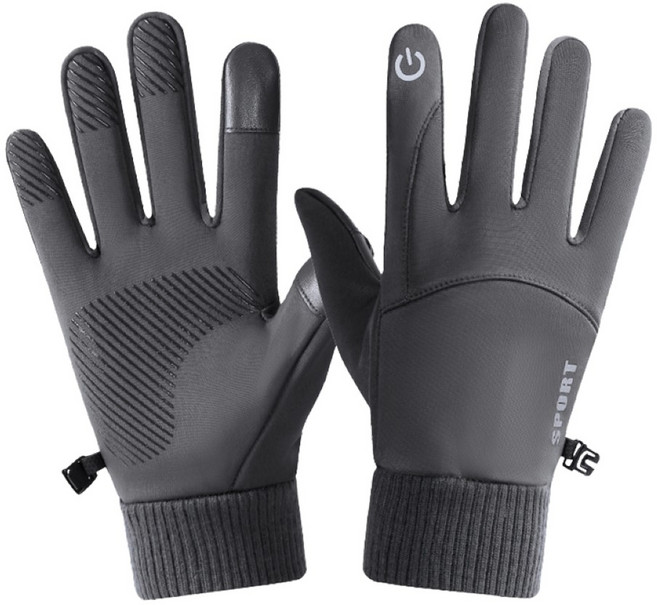 JS購物 防潑水加絨保暖手套 機車手套, 【灰色】, 1PAIR