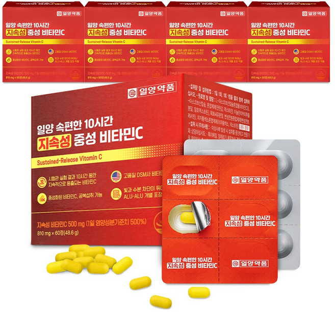 일양약품 속편한 중성 비타민C 고용량 고함량 지속성 비타민씨 10개월분, 60정, 5개