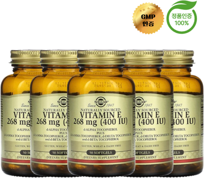 3+2 솔가 천연 원료 비타민E 268mg 소프트젤 50정, 5개