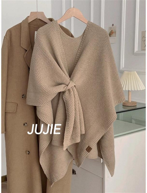 여성 케이프 코트 가을 겨울 심플 기질 스카프 숄 캐주얼 망토 상의 봄여름 패션 소프트 가디건 LJX