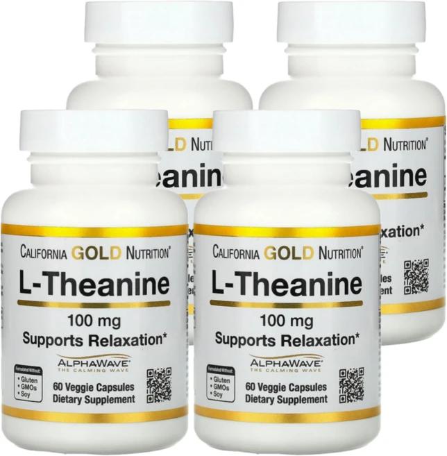 캘리포니아 골드 뉴트리션 CGN L-테아닌 100mg 60캡슐 4통, 60정 - 쿠팡