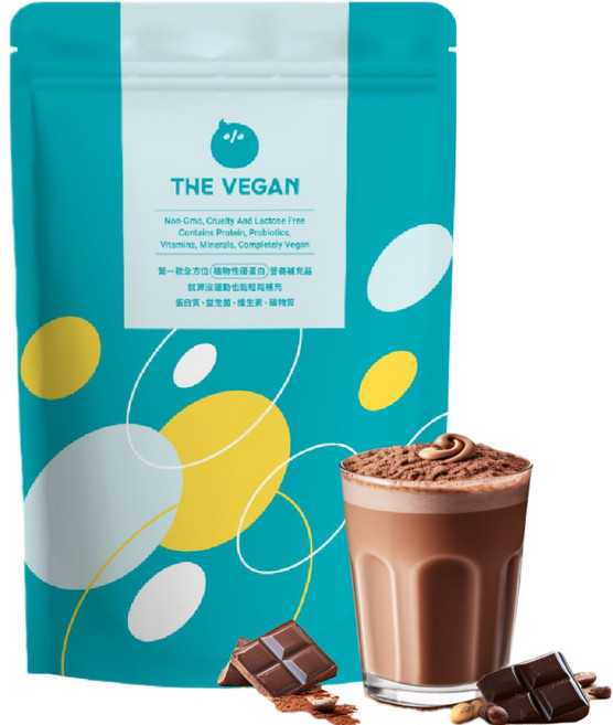 THE VEGAN 樂維根 植物性分離大豆蛋白 巧克力口味, 1kg, 1包