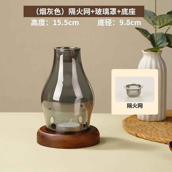 雨林薰舍 玻璃燭臺 家用美容院 安神香薰燈 檀香 薰香爐 中式蠟燭 玻璃瓶, 煙灰