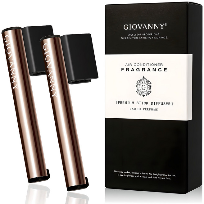 GIOVANNY 스틱 차량용 방향제 케이스 2p + 리필 2g 4p, 시즐 브라운(화이트머스크), 1세트