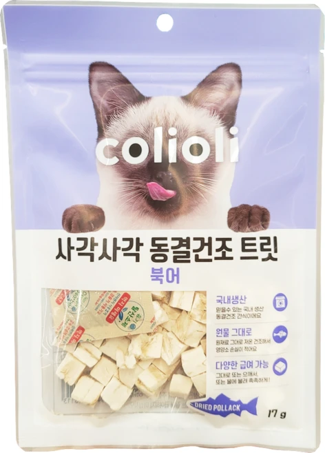 COLIOLI 사각사각 동결건조 트릿 국내생산 저온건조 고양이간식 집사필수템 간식 육포, 1개, 17g, 북어 - 쿠팡