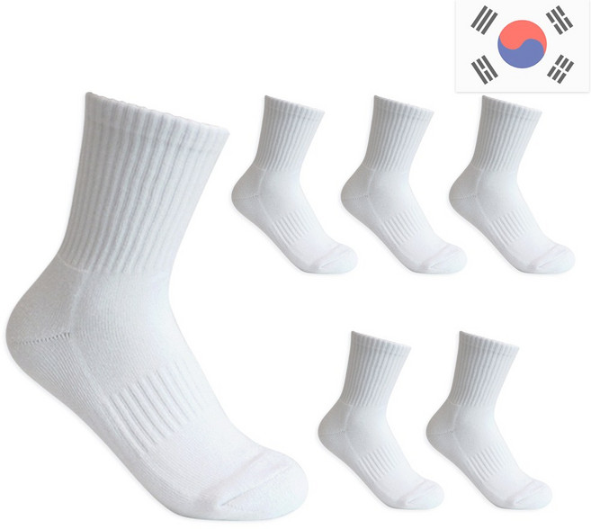 비바슈슈 여성용 스포츠 쿠션 면양말 중목 무지 6켤레