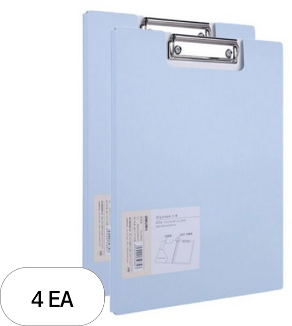 델리 커버 클립보드 레포트 화일 A4 72500, 블루 × 4개, 4개