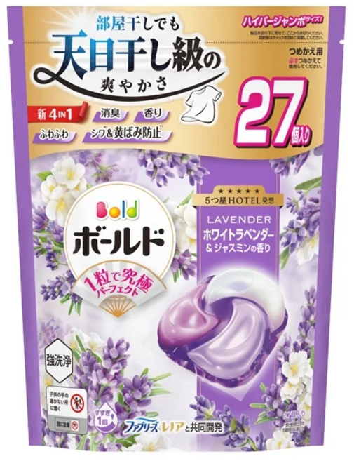일본 보르도 젤볼 캡슐세제 라벤더 화이트머스크 자스민향 고농축 세탁세제, 2개, 27개입