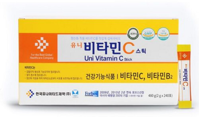 유니 비타민C 스틱 240포 맛있고 먹기 편한 분말형 온가족 비타민, 1개, 480g