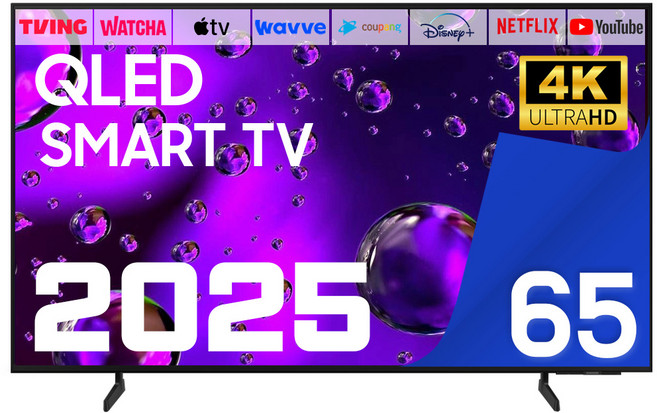 삼성 TV 65Q7F 25년형 QLED 4K 163cm(65인치) LED 스마트 티비 유튜브 넷플릭스 디즈니 미러링, 방문설치, 스탠드형, 65형