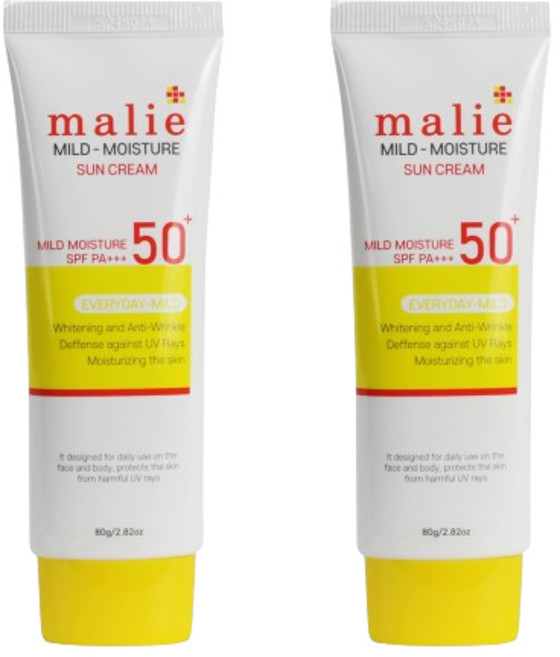 마리에 마일드 모이스처 안티유브이 워터프루프 톤업 선크림 80g (SPF50+ / PA+++) 2개