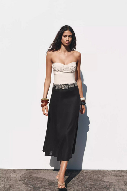 5H60435 자라여자린넨스커트 마 롱스커트 벨트 0387065