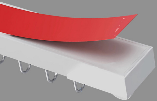 말랑킷 붙이는 커튼 레일 접착식 무타공 가림막 커튼레일 간편시공, 화이트