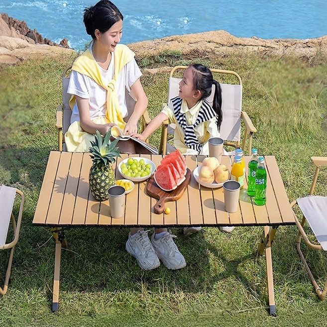 모아캠프 아웃도어 접이식 폴딩 캠핑테이블, 우드