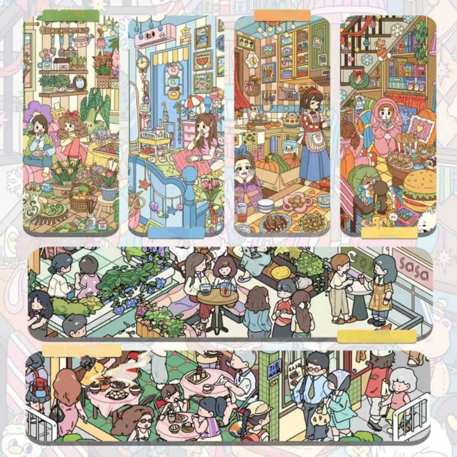 [계절이 스며든 공간들] 사계의 상상 10.0 3D 집 꾸미기 스티커 6종 세트(핀셋포함), 1세트, 혼합