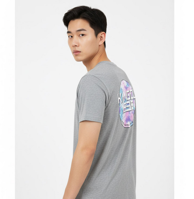 캉골 티셔츠 반팔티 SF918 그레이믹스 프린트로고