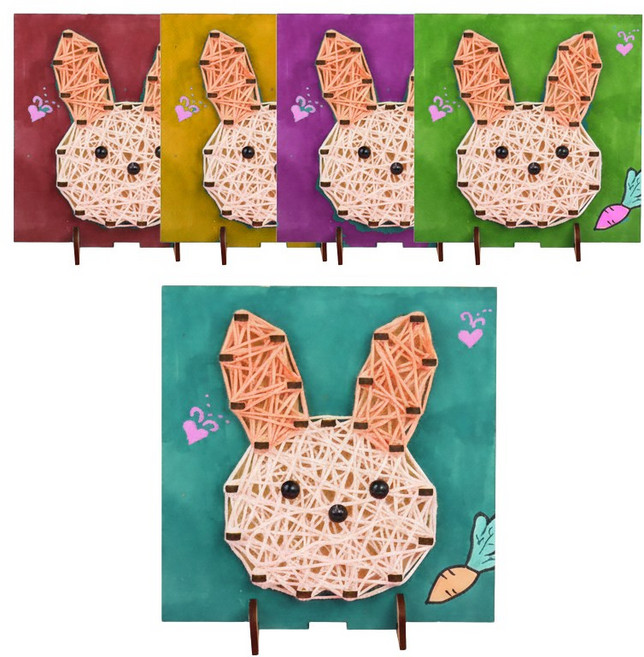 키득키득 토끼 스트링아트만들기 유아미술재료 집콕놀이키트 미술수업재료 패키지, PK80  토끼, 단일, 5개