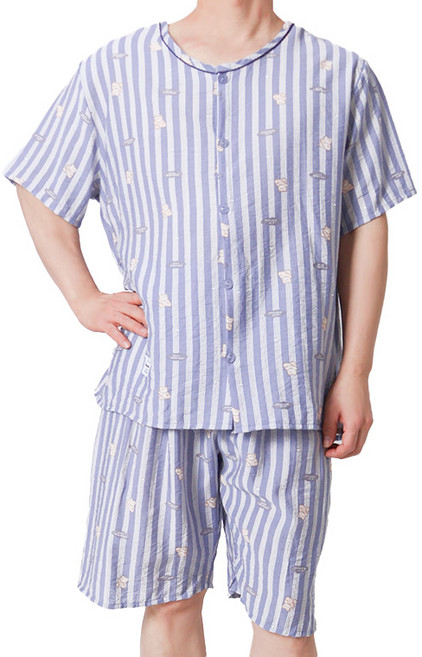 폭스 풍경인견 캐릭터 반팔 오픈 잠옷세트 E6 남성용