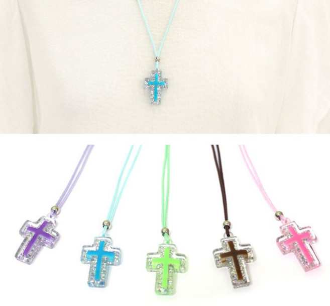 야광십자가목걸이 5종(소사이즈), 연두, 1개