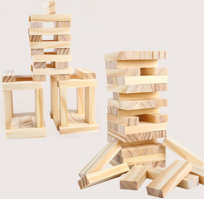 대형 나무블럭 (젠가쌓기/54pcs) 나무 막대 교과서
