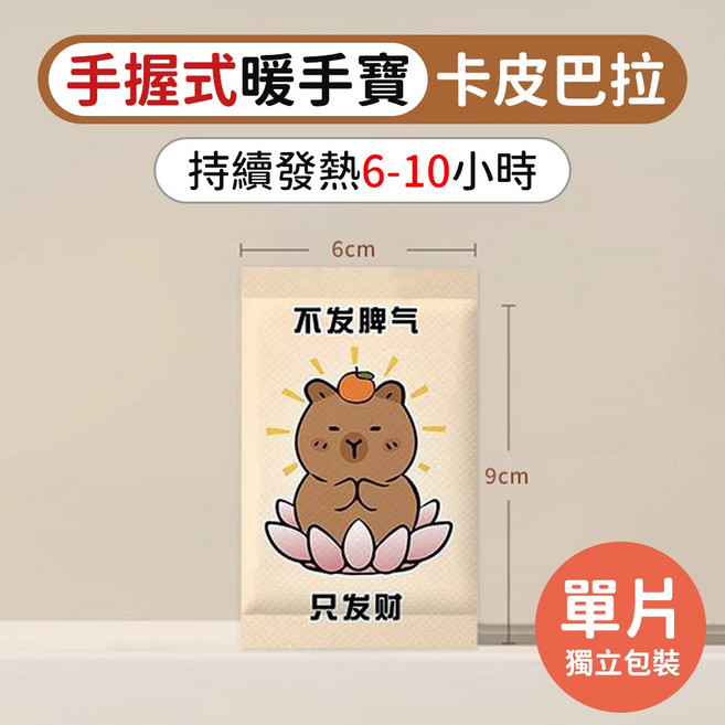 暖暖包 暖手寶 艾草貼 冬季保暖 防寒手腳暖包 多用途暖包, 1個, 【手握式-暖手寶｜單片裝】卡皮巴拉