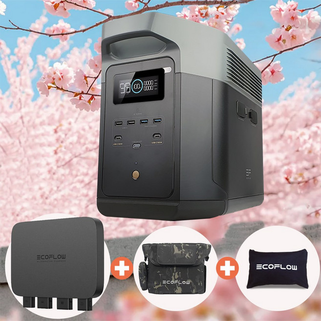 에코플로우 델타2맥스+800W주행충전기+전용가방+케이블파우치 파워뱅크 220V 올인원배터리, 1개