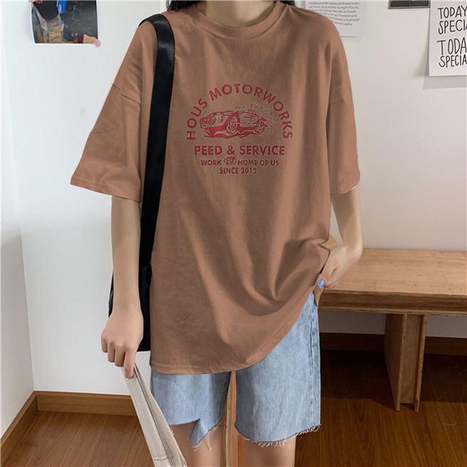 韓版寬鬆短袖T恤女 慵懶風 oversize 中長款 學生