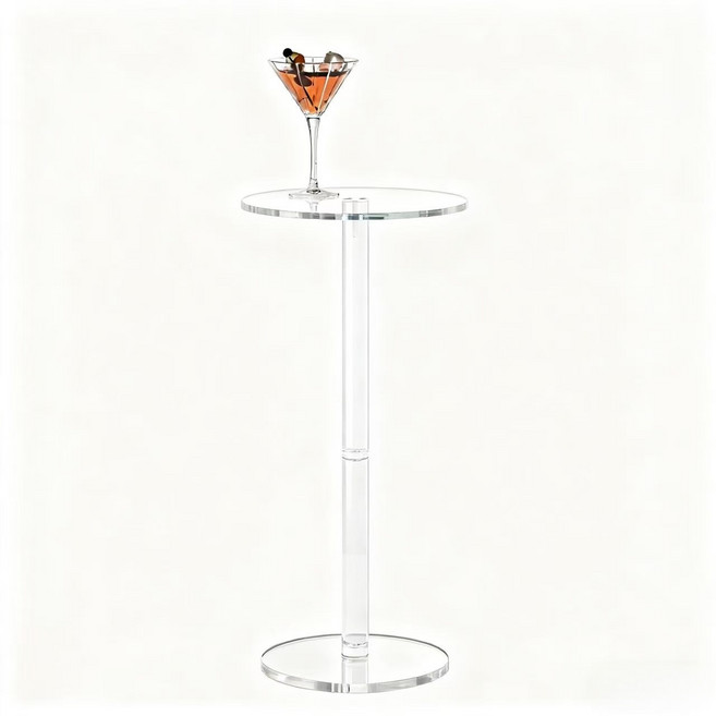 YAPOGI 투명 아크릴 패션 원탁 음료 테이블 사이드 테이블, 25×25×50cm, 난