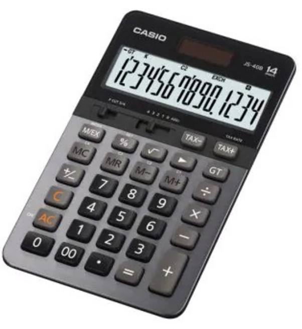 CASIO 卡西歐 計算機 實用型 輕巧桌上型 14位數 專業型 JS-40B, 鐵灰色, 1個