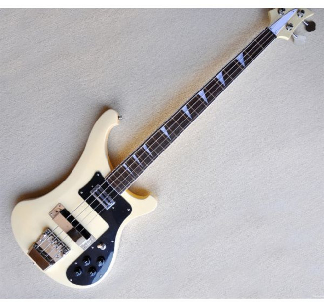 기타 입문 크롬 하드웨어 포함 일렉트릭 베이스 기타 블랙 픽가드 커스텀 서비스 제공 4 현, 39 인치, Creamy yellow, 1개