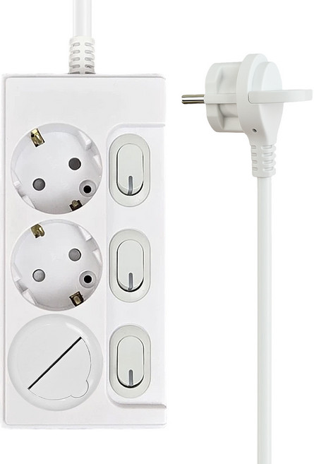 원스탑 국산 제로갭 개별형 슬림 납작멀티탭 3구 16A + 안전커버 1P, 1개, 클린화이트, 0.5m