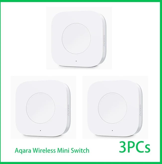 AQARA 센서 스마트 무선 미니 스위치 키 ZIGBEE 연결 원격 하나의 제어 버튼, 3)3 Pcs
