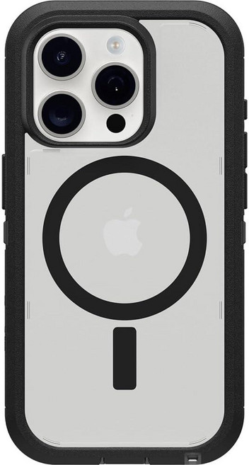 OtterBox 아이폰 15 프로 (전용) 디펜더 시리즈 XT 투명 케이스 - 다크 사이드 (블랙/투명) 스크린리스 견고함 MagSafe에 스냅 랜야드 부착