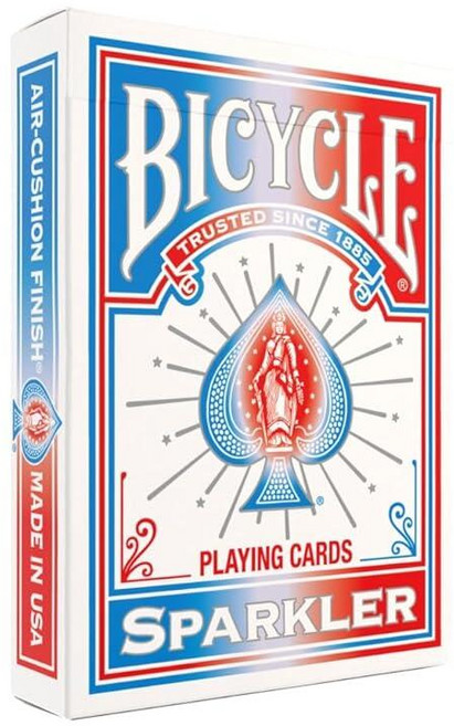 Bicycle 라이더 백 플레잉 카드 표준 포커 사이즈 카드 덱 레드 & 블루 (2팩) 포커 블랙잭 가족 게임의 밤 및 게임을 위한 클래식 모든 연령대를 재미, Sparkler