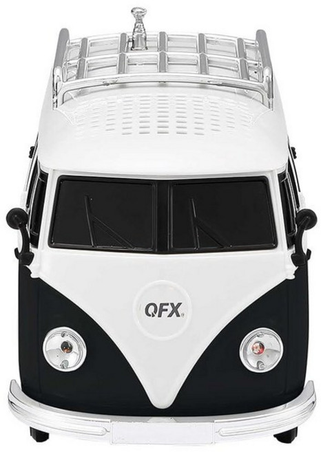 QFX 블루투스 1961 레트로 미니 버스 스피커 5.1cm(2인치) 핸즈프리 링크 내장 마이크 FM 라디오 및 LED 파티 조명 블루 - BT-1961-RED, 블랙