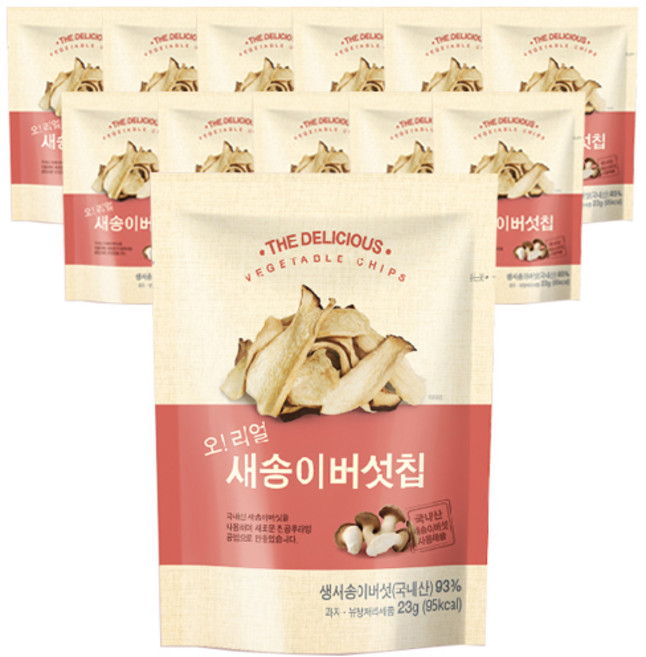 오 리얼 새송이버섯칩 국내산 버섯스낵 건강한과자, 12개, 23g