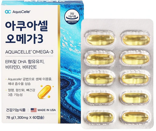 [이노스지] 아쿠아셀 오메가3 1300mg x 60캡슐, 1세트, 60정 - 쿠팡