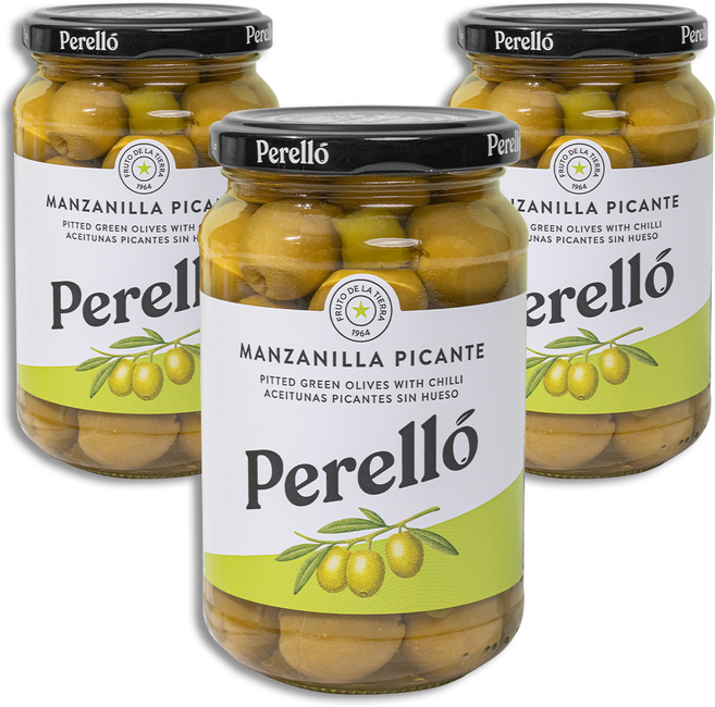 페렐로 만자닐라 피칸테 올리브 병(유리), 3개, 350g