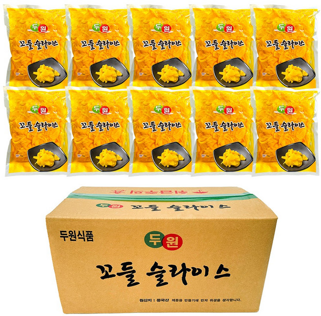 두원 꼬들 슬라이스 단무지, 1kg, 10개