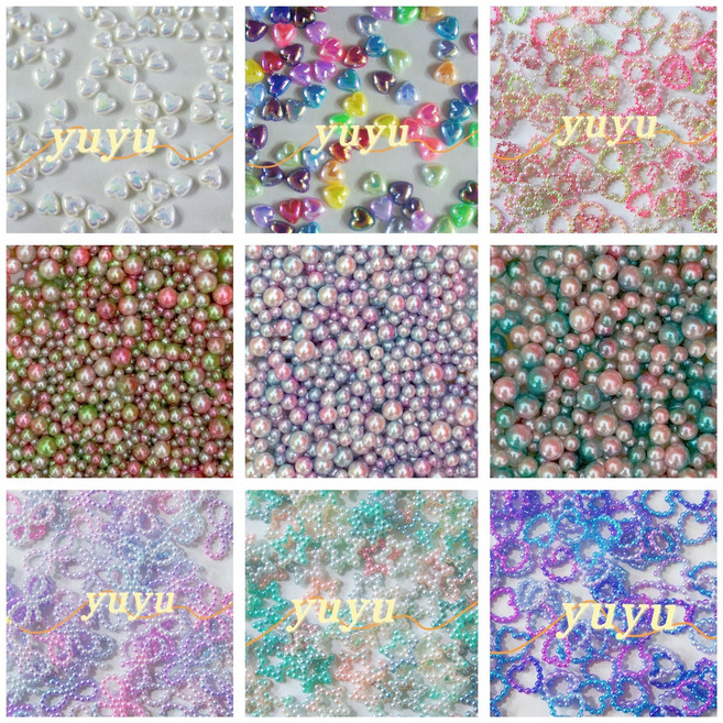 데코덴파츠 토핑 구슬 진주링 별 하트 리본 핸드폰데코 키트 폰케이스꾸미기 데코덴재료 슬라임재료 데코덴케이스 생크림 본드 만들기 탑꾸재료, 그라데이션 진주, 1, 1개