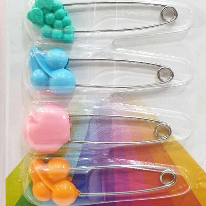 일본 패션핀 컬러핀 스카프핀 의류핀, 일본 과일옷핀 4p세트 (n)