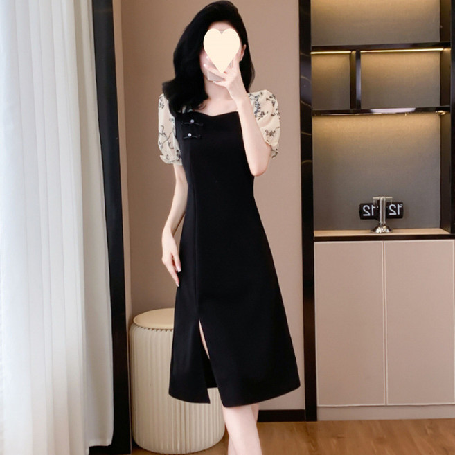 【顯瘦氣質】改良旗袍 連衣裙 小黑裙 拼接裙 中式裙 修身顯瘦 復古國風 夏季新款 宴會日常穿搭