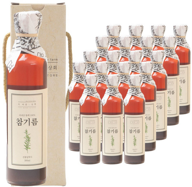 [ 고급선물세트 ] 더바른상회 1구 선물세트 1호 ( 국산 전통 참기름 ), 20개, 300ml