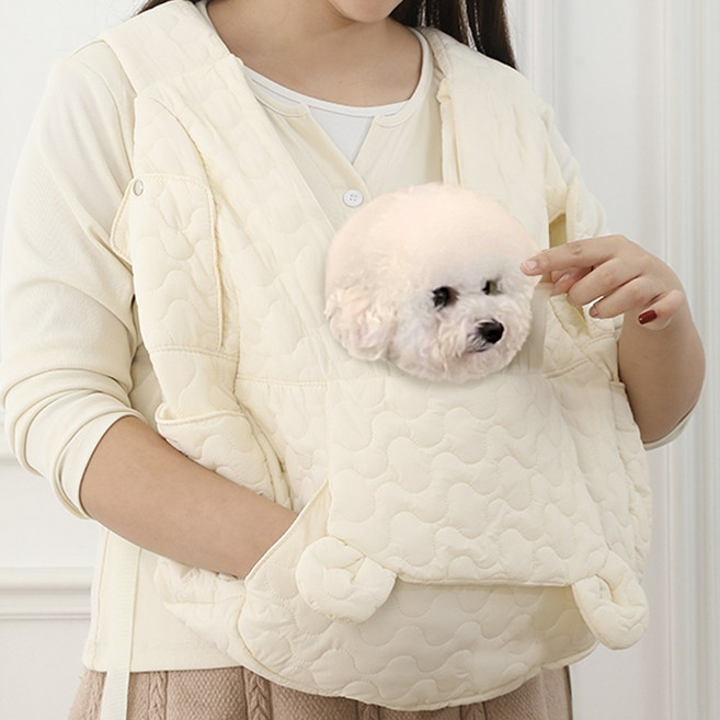 텔리 강아지 포대기 이동가방 앞가방 슬링백, 1개, 아이보리