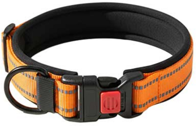 호라오 대형견 중형견 소형견 안전 튼튼 반사 패딩 목줄, 1개, 오렌지